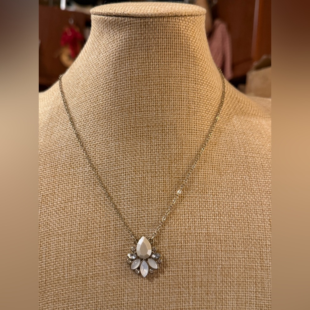 Vintage Premier Designs Opalescent & Rhinestone Pendant 17”